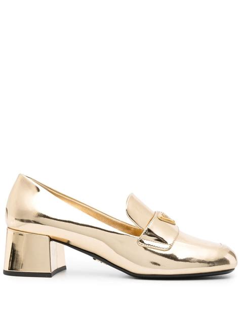 prada metallic loafers